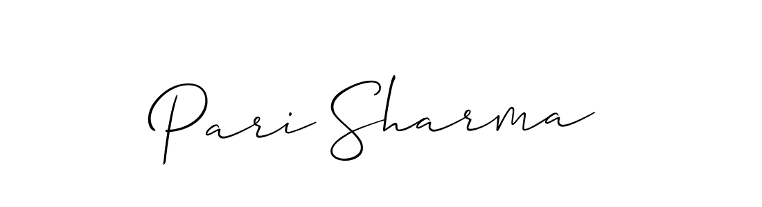 It looks lik you need a new signature style for name Pari Sharma. Design unique handwritten (Allison_Script) signature with our free signature maker in just a few clicks. Pari Sharma signature style 2 images and pictures png