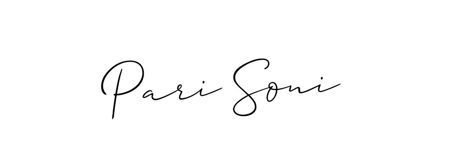 Also You can easily find your signature by using the search form. We will create Pari Soni name handwritten signature images for you free of cost using Allison_Script sign style. Pari Soni signature style 2 images and pictures png