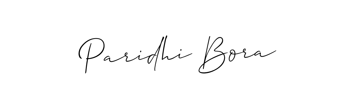 It looks lik you need a new signature style for name Paridhi Bora. Design unique handwritten (Allison_Script) signature with our free signature maker in just a few clicks. Paridhi Bora signature style 2 images and pictures png