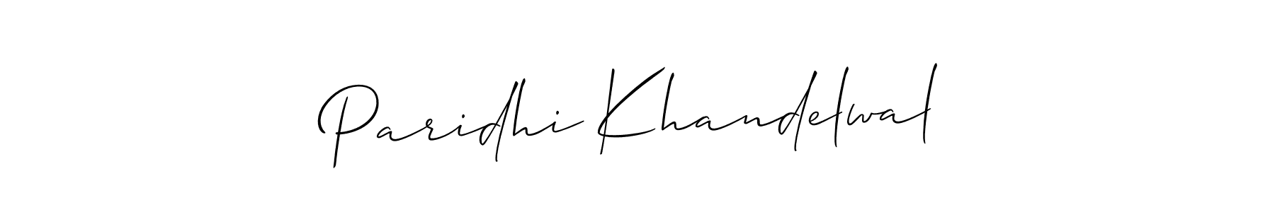 Create a beautiful signature design for name Paridhi Khandelwal. With this signature (Allison_Script) fonts, you can make a handwritten signature for free. Paridhi Khandelwal signature style 2 images and pictures png