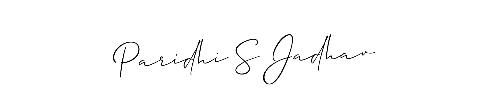 Also You can easily find your signature by using the search form. We will create Paridhi S Jadhav name handwritten signature images for you free of cost using Allison_Script sign style. Paridhi S Jadhav signature style 2 images and pictures png