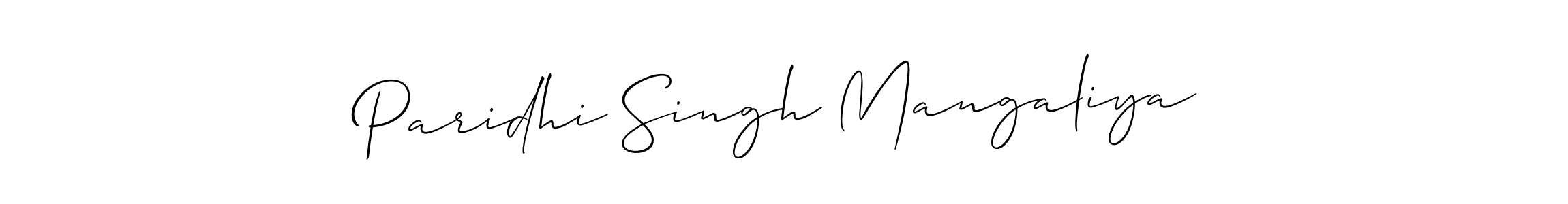 Create a beautiful signature design for name Paridhi Singh Mangaliya. With this signature (Allison_Script) fonts, you can make a handwritten signature for free. Paridhi Singh Mangaliya signature style 2 images and pictures png