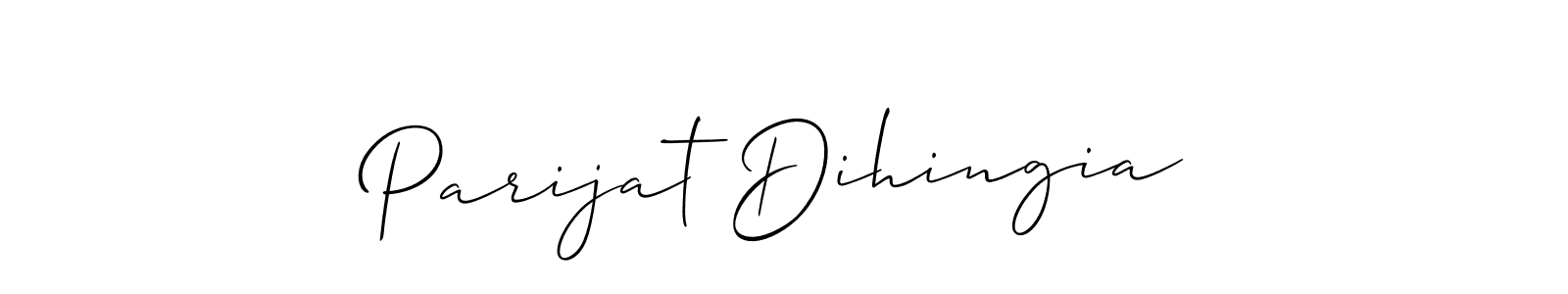 It looks lik you need a new signature style for name Parijat Dihingia. Design unique handwritten (Allison_Script) signature with our free signature maker in just a few clicks. Parijat Dihingia signature style 2 images and pictures png