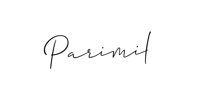 Design your own signature with our free online signature maker. With this signature software, you can create a handwritten (Allison_Script) signature for name Parimil. Parimil signature style 2 images and pictures png