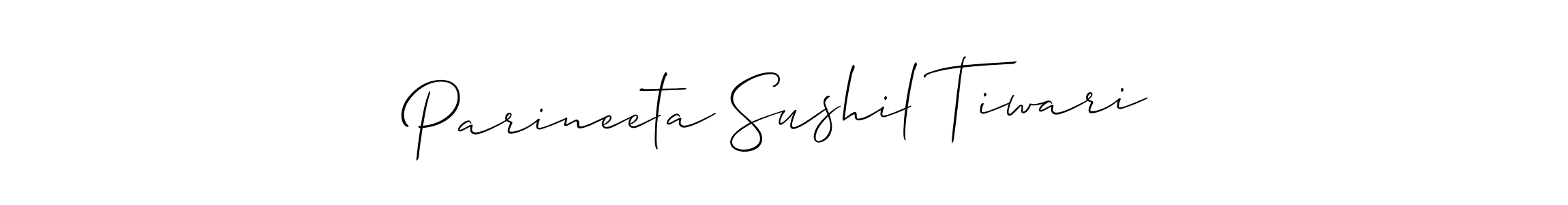 It looks lik you need a new signature style for name Parineeta Sushil Tiwari. Design unique handwritten (Allison_Script) signature with our free signature maker in just a few clicks. Parineeta Sushil Tiwari signature style 2 images and pictures png