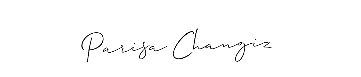 How to make Parisa Changiz name signature. Use Allison_Script style for creating short signs online. This is the latest handwritten sign. Parisa Changiz signature style 2 images and pictures png