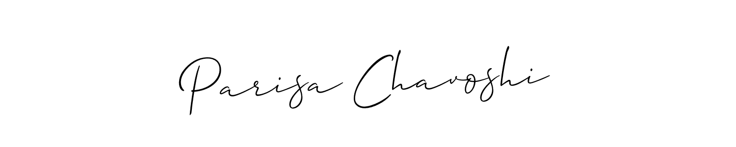 Create a beautiful signature design for name Parisa Chavoshi. With this signature (Allison_Script) fonts, you can make a handwritten signature for free. Parisa Chavoshi signature style 2 images and pictures png