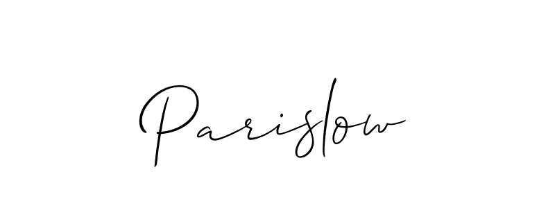 Make a beautiful signature design for name Parislow. With this signature (Allison_Script) style, you can create a handwritten signature for free. Parislow signature style 2 images and pictures png