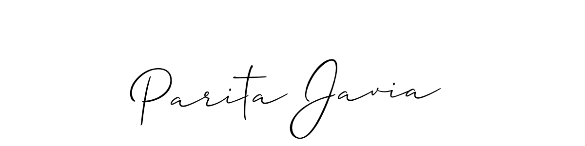 Allison_Script is a professional signature style that is perfect for those who want to add a touch of class to their signature. It is also a great choice for those who want to make their signature more unique. Get Parita Javia name to fancy signature for free. Parita Javia signature style 2 images and pictures png