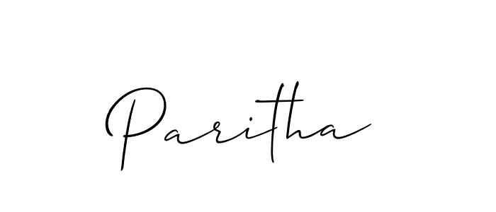 The best way (Allison_Script) to make a short signature is to pick only two or three words in your name. The name Paritha include a total of six letters. For converting this name. Paritha signature style 2 images and pictures png