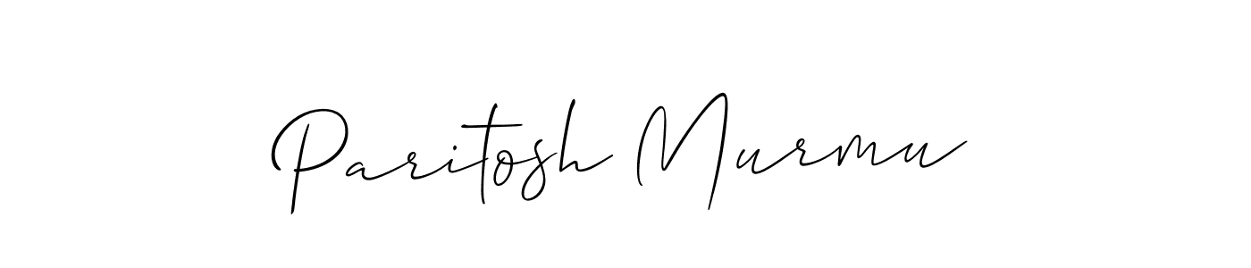 The best way (Allison_Script) to make a short signature is to pick only two or three words in your name. The name Paritosh Murmu include a total of six letters. For converting this name. Paritosh Murmu signature style 2 images and pictures png