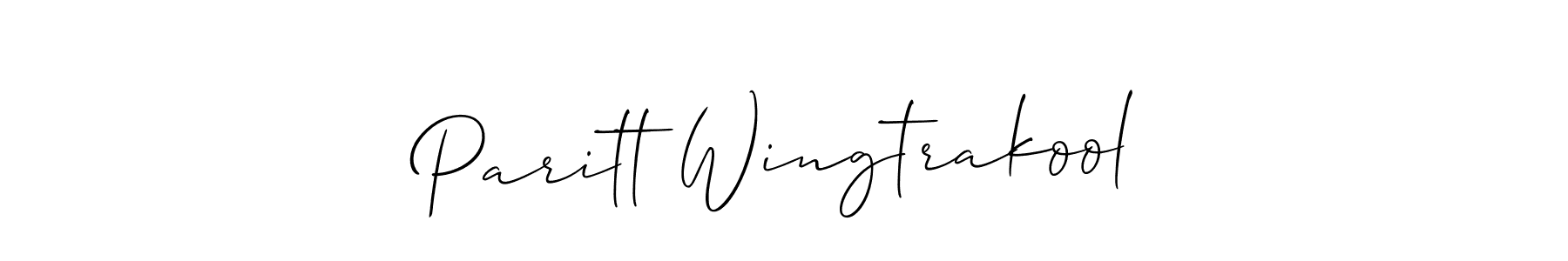 Allison_Script is a professional signature style that is perfect for those who want to add a touch of class to their signature. It is also a great choice for those who want to make their signature more unique. Get Paritt Wingtrakool name to fancy signature for free. Paritt Wingtrakool signature style 2 images and pictures png