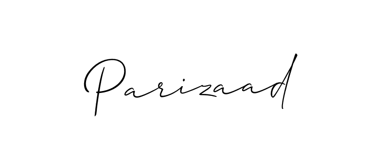 Design your own signature with our free online signature maker. With this signature software, you can create a handwritten (Allison_Script) signature for name Parizaad. Parizaad signature style 2 images and pictures png