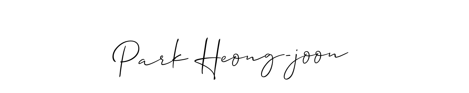 The best way (Allison_Script) to make a short signature is to pick only two or three words in your name. The name Park Heong-joon include a total of six letters. For converting this name. Park Heong-joon signature style 2 images and pictures png