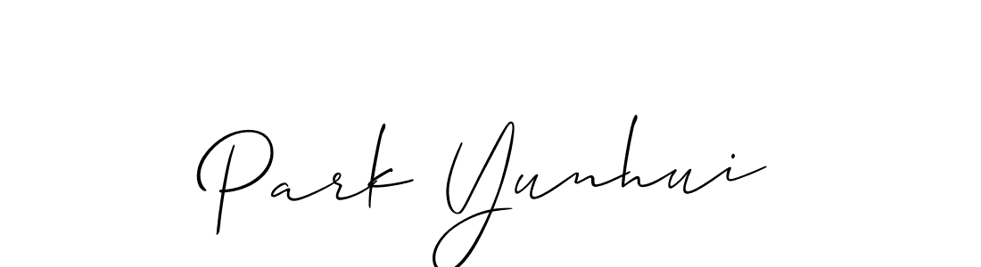 The best way (Allison_Script) to make a short signature is to pick only two or three words in your name. The name Park Yunhui include a total of six letters. For converting this name. Park Yunhui signature style 2 images and pictures png