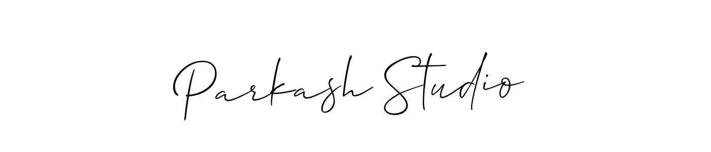 How to make Parkash Studio name signature. Use Allison_Script style for creating short signs online. This is the latest handwritten sign. Parkash Studio signature style 2 images and pictures png