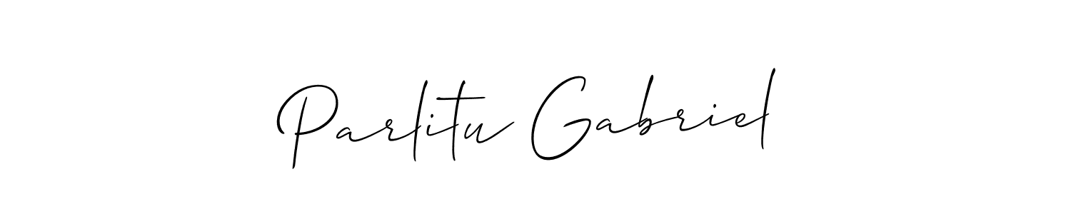 How to make Parlitu Gabriel name signature. Use Allison_Script style for creating short signs online. This is the latest handwritten sign. Parlitu Gabriel signature style 2 images and pictures png