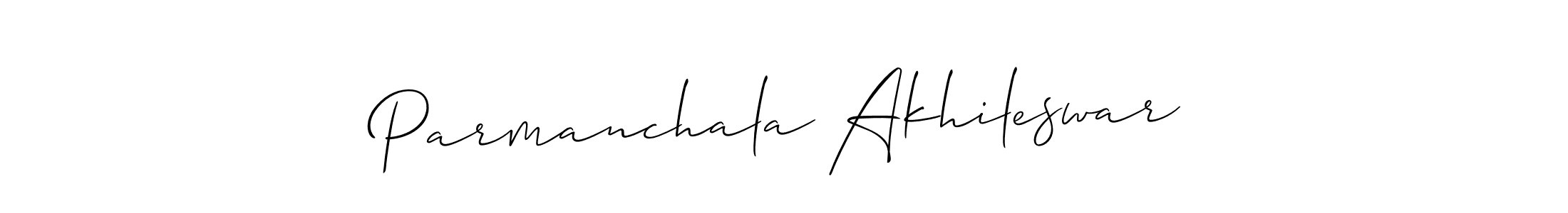 How to make Parmanchala Akhileswar name signature. Use Allison_Script style for creating short signs online. This is the latest handwritten sign. Parmanchala Akhileswar signature style 2 images and pictures png