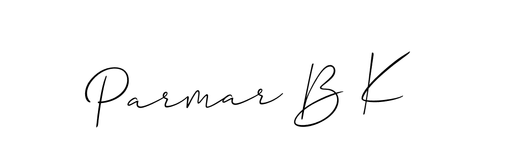 How to make Parmar B K name signature. Use Allison_Script style for creating short signs online. This is the latest handwritten sign. Parmar B K signature style 2 images and pictures png