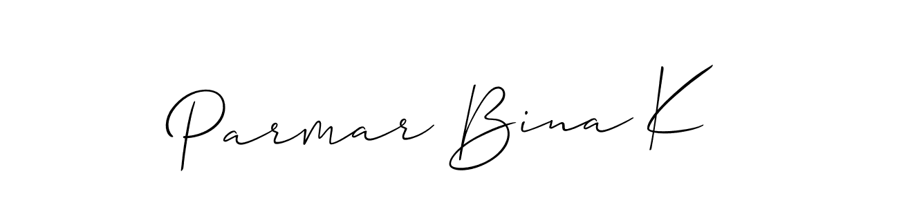 Create a beautiful signature design for name Parmar Bina K. With this signature (Allison_Script) fonts, you can make a handwritten signature for free. Parmar Bina K signature style 2 images and pictures png