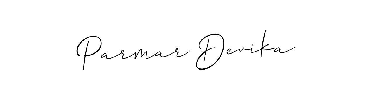 Use a signature maker to create a handwritten signature online. With this signature software, you can design (Allison_Script) your own signature for name Parmar Devika. Parmar Devika signature style 2 images and pictures png