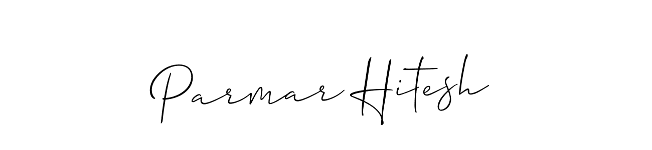 How to make Parmar Hitesh name signature. Use Allison_Script style for creating short signs online. This is the latest handwritten sign. Parmar Hitesh signature style 2 images and pictures png