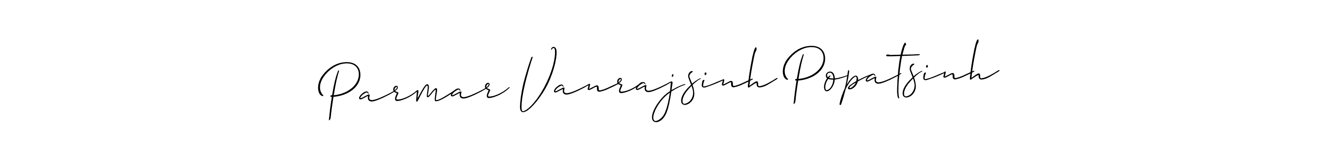The best way (Allison_Script) to make a short signature is to pick only two or three words in your name. The name Parmar Vanrajsinh Popatsinh include a total of six letters. For converting this name. Parmar Vanrajsinh Popatsinh signature style 2 images and pictures png