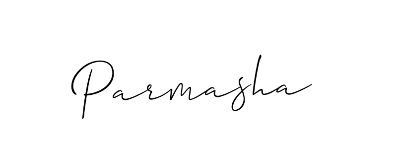 Use a signature maker to create a handwritten signature online. With this signature software, you can design (Allison_Script) your own signature for name Parmasha. Parmasha signature style 2 images and pictures png