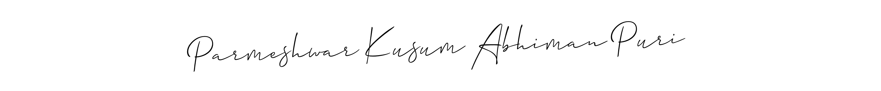 Allison_Script is a professional signature style that is perfect for those who want to add a touch of class to their signature. It is also a great choice for those who want to make their signature more unique. Get Parmeshwar Kusum Abhiman Puri name to fancy signature for free. Parmeshwar Kusum Abhiman Puri signature style 2 images and pictures png