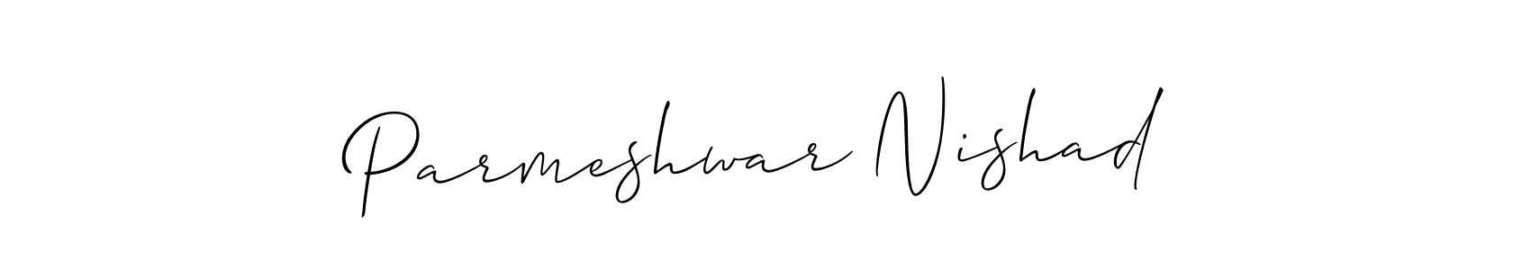 How to make Parmeshwar Nishad name signature. Use Allison_Script style for creating short signs online. This is the latest handwritten sign. Parmeshwar Nishad signature style 2 images and pictures png