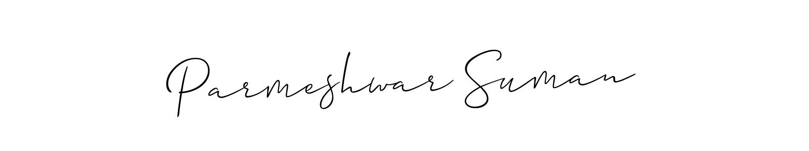 Allison_Script is a professional signature style that is perfect for those who want to add a touch of class to their signature. It is also a great choice for those who want to make their signature more unique. Get Parmeshwar Suman name to fancy signature for free. Parmeshwar Suman signature style 2 images and pictures png