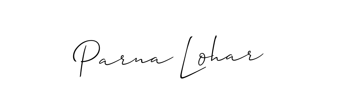 Use a signature maker to create a handwritten signature online. With this signature software, you can design (Allison_Script) your own signature for name Parna Lohar. Parna Lohar signature style 2 images and pictures png