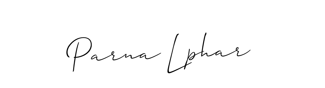 Similarly Allison_Script is the best handwritten signature design. Signature creator online .You can use it as an online autograph creator for name Parna Lphar. Parna Lphar signature style 2 images and pictures png