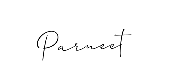 Use a signature maker to create a handwritten signature online. With this signature software, you can design (Allison_Script) your own signature for name Parneet. Parneet signature style 2 images and pictures png