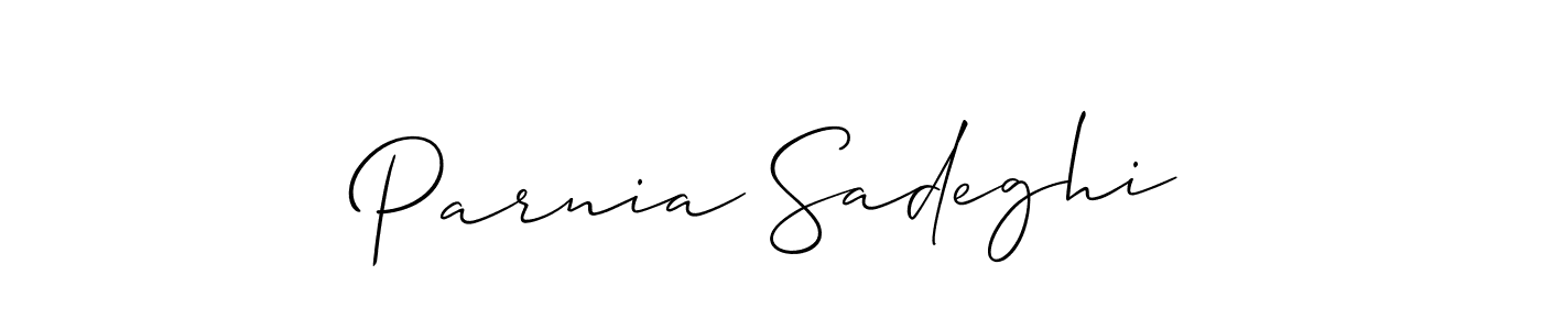 Parnia Sadeghi stylish signature style. Best Handwritten Sign (Allison_Script) for my name. Handwritten Signature Collection Ideas for my name Parnia Sadeghi. Parnia Sadeghi signature style 2 images and pictures png