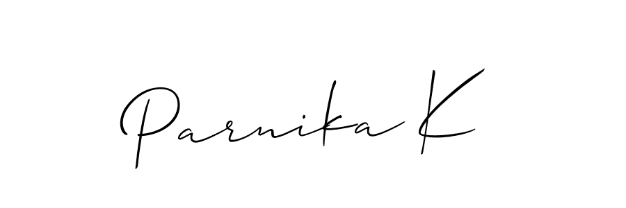 Also You can easily find your signature by using the search form. We will create Parnika K name handwritten signature images for you free of cost using Allison_Script sign style. Parnika K signature style 2 images and pictures png