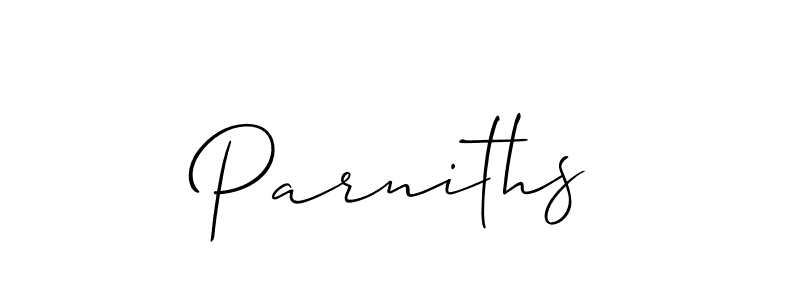 Design your own signature with our free online signature maker. With this signature software, you can create a handwritten (Allison_Script) signature for name Parniths. Parniths signature style 2 images and pictures png