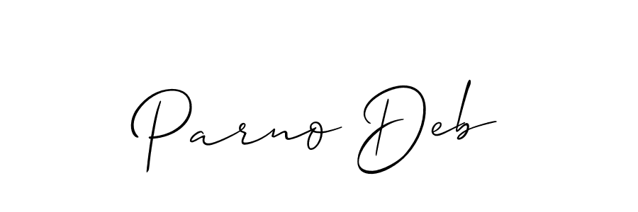 Make a short Parno Deb signature style. Manage your documents anywhere anytime using Allison_Script. Create and add eSignatures, submit forms, share and send files easily. Parno Deb signature style 2 images and pictures png