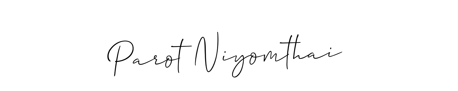 You should practise on your own different ways (Allison_Script) to write your name (Parot Niyomthai) in signature. don't let someone else do it for you. Parot Niyomthai signature style 2 images and pictures png