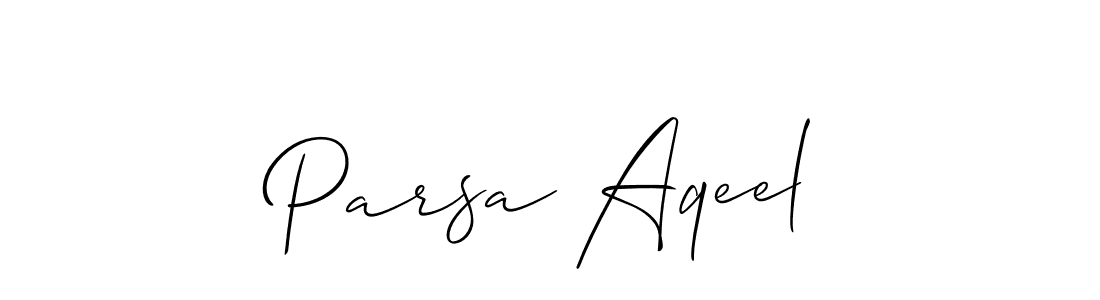 Parsa Aqeel stylish signature style. Best Handwritten Sign (Allison_Script) for my name. Handwritten Signature Collection Ideas for my name Parsa Aqeel. Parsa Aqeel signature style 2 images and pictures png