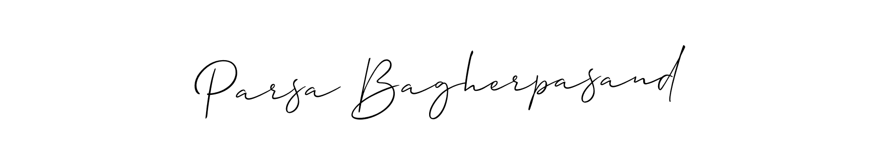 Make a short Parsa Bagherpasand signature style. Manage your documents anywhere anytime using Allison_Script. Create and add eSignatures, submit forms, share and send files easily. Parsa Bagherpasand signature style 2 images and pictures png