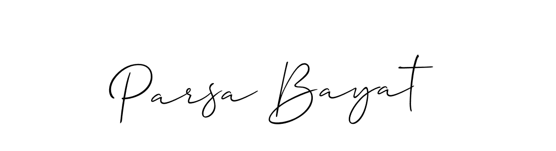 How to make Parsa Bayat name signature. Use Allison_Script style for creating short signs online. This is the latest handwritten sign. Parsa Bayat signature style 2 images and pictures png