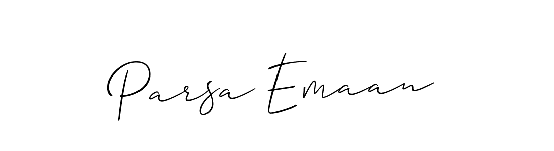 Design your own signature with our free online signature maker. With this signature software, you can create a handwritten (Allison_Script) signature for name Parsa Emaan. Parsa Emaan signature style 2 images and pictures png