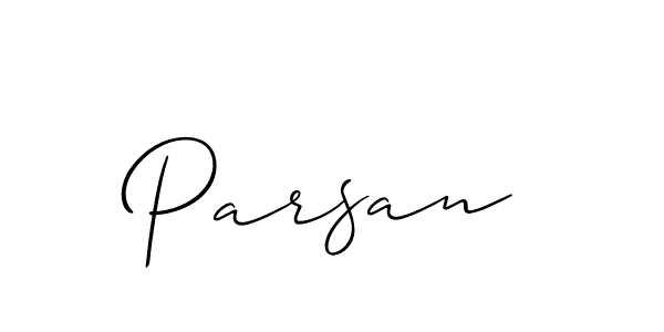 Use a signature maker to create a handwritten signature online. With this signature software, you can design (Allison_Script) your own signature for name Parsan. Parsan signature style 2 images and pictures png