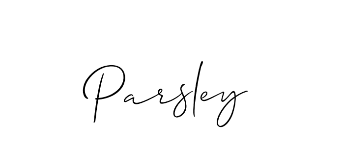 How to make Parsley name signature. Use Allison_Script style for creating short signs online. This is the latest handwritten sign. Parsley signature style 2 images and pictures png