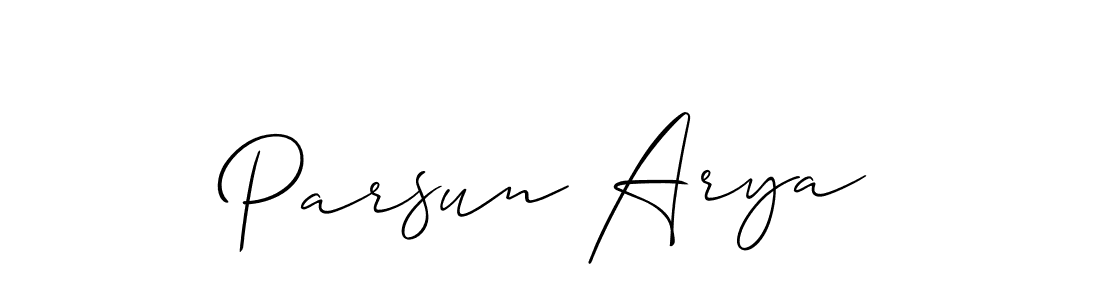 Use a signature maker to create a handwritten signature online. With this signature software, you can design (Allison_Script) your own signature for name Parsun Arya. Parsun Arya signature style 2 images and pictures png