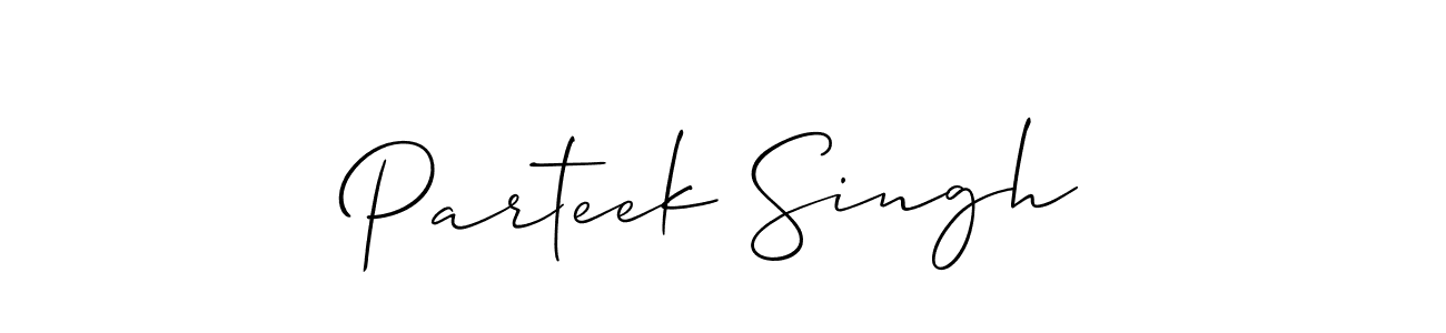 How to make Parteek Singh name signature. Use Allison_Script style for creating short signs online. This is the latest handwritten sign. Parteek Singh signature style 2 images and pictures png