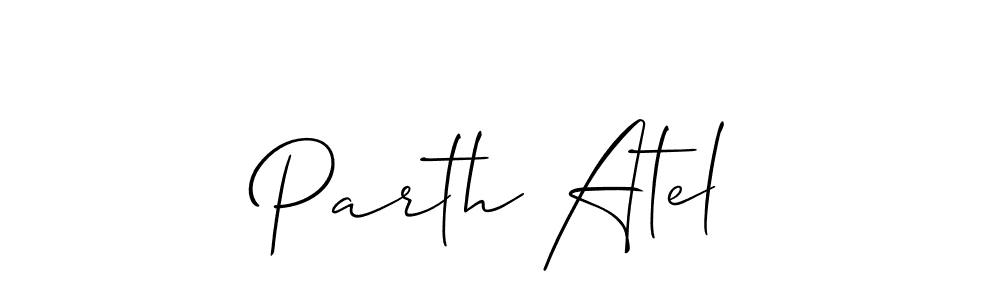 How to make Parth Atel name signature. Use Allison_Script style for creating short signs online. This is the latest handwritten sign. Parth Atel signature style 2 images and pictures png