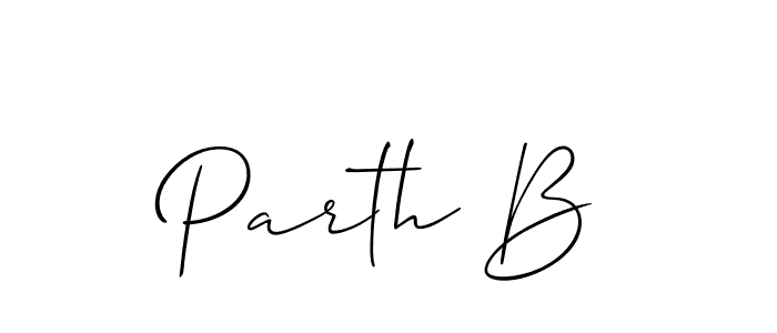 The best way (Allison_Script) to make a short signature is to pick only two or three words in your name. The name Parth B include a total of six letters. For converting this name. Parth B signature style 2 images and pictures png