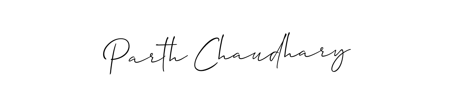 How to make Parth Chaudhary name signature. Use Allison_Script style for creating short signs online. This is the latest handwritten sign. Parth Chaudhary signature style 2 images and pictures png